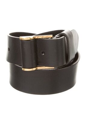 Yves Saint Laurent Cocco Babila Black & Gold Calfskin Leather Ceinture Belt